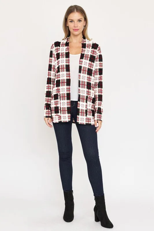 EG FASHION Plus-size Plaid Contrast Elbow Patch Cardigan