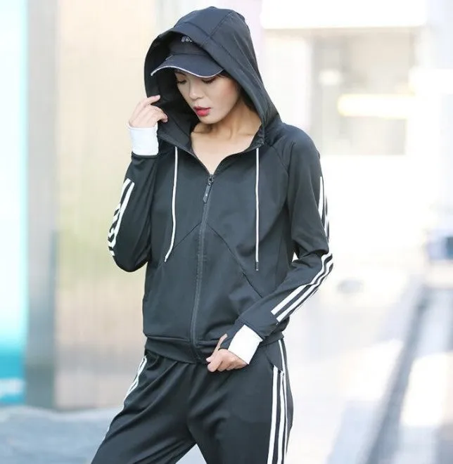 Fitness Trendy Women Quick Dry Breathable Dance Yoga Training Cardigan Zipper Hooded Activewear