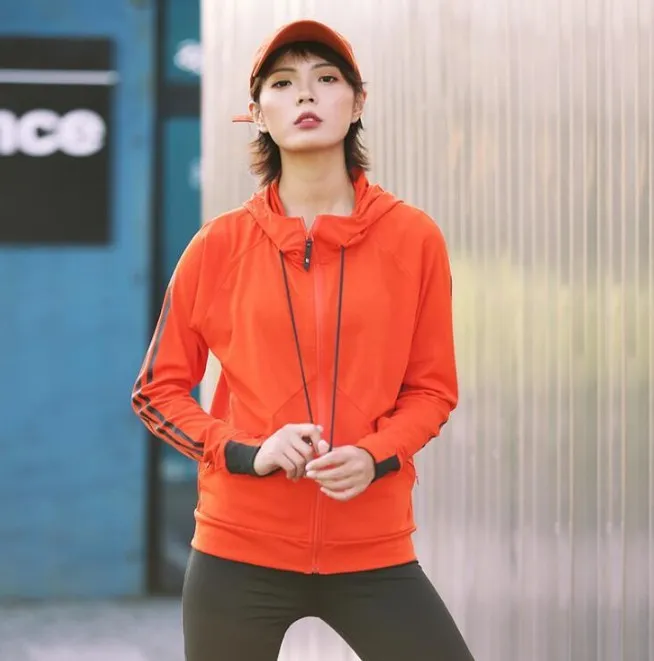 Fitness Trendy Women Quick Dry Breathable Dance Yoga Training Cardigan Zipper Hooded Activewear