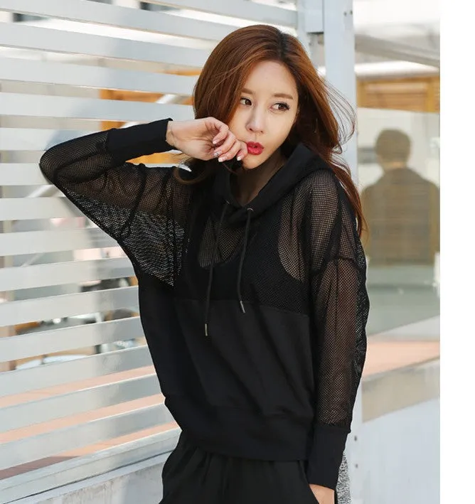 Fitness Trendy Women Quick Dry Breathable Dance Yoga Training Cardigan Zipper Hooded Activewear