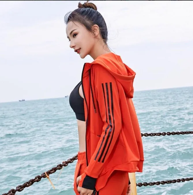 Fitness Trendy Women Quick Dry Breathable Dance Yoga Training Cardigan Zipper Hooded Activewear