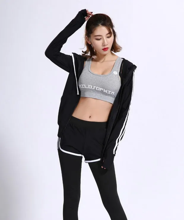 Fitness Trendy Women Quick Dry Breathable Dance Yoga Training Cardigan Zipper Hooded Activewear