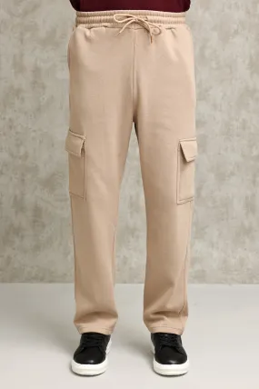 FLEECE-CARGO RELAXED TROUSERS-KHAKI