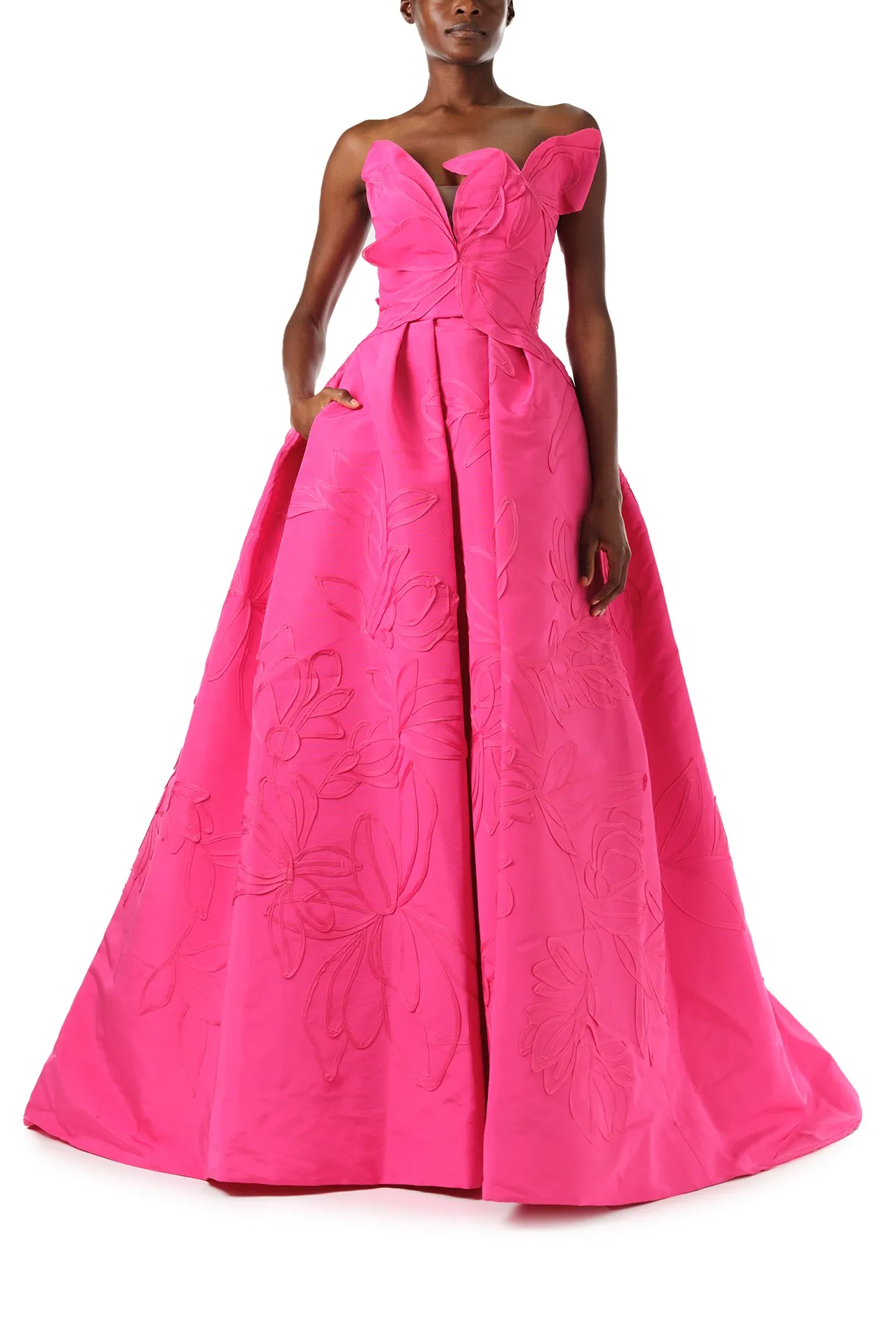 Floral Embossed Ball Gown