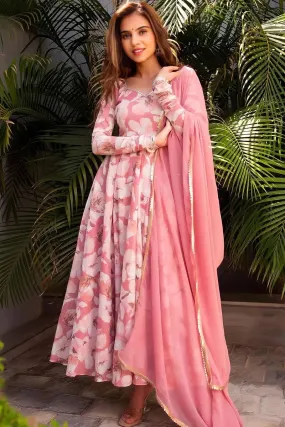 Floral Pink Gown For Raksha Bandhan 2023