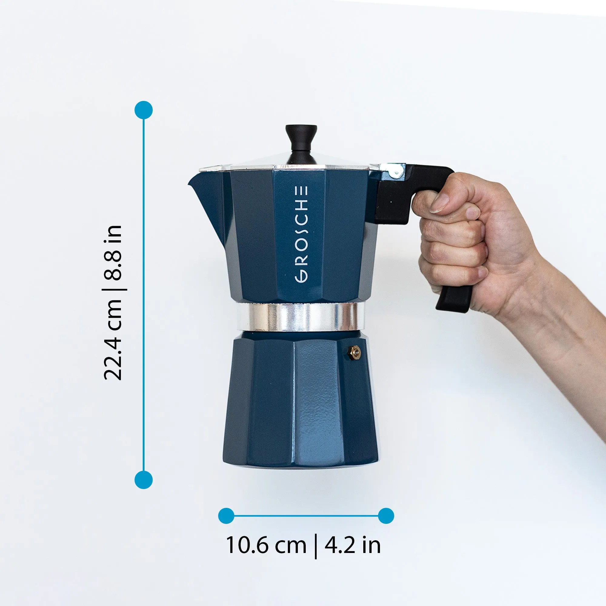 GROSCHE MILANO Stovetop Espresso Maker - Blue, Available in multiple sizes - Pack of 4