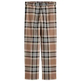 H&M Plaid Relaxed Fit trousers, dark beige