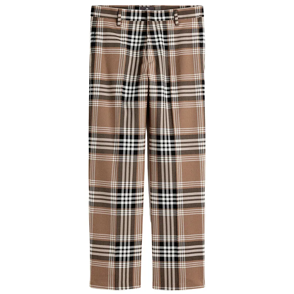 H&M Plaid Relaxed Fit trousers, dark beige