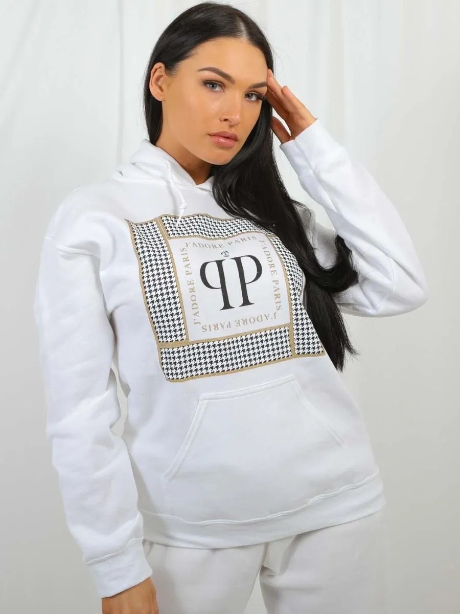 Jenny J'Adore Paris Print Fleeced Hoodie