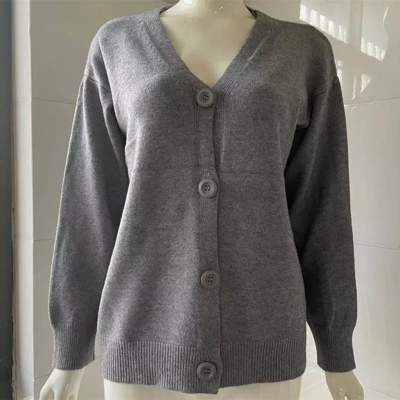 Korea Sweater Women Cardigan Trendy Slim Look V-Neck Plus Size Outerwear