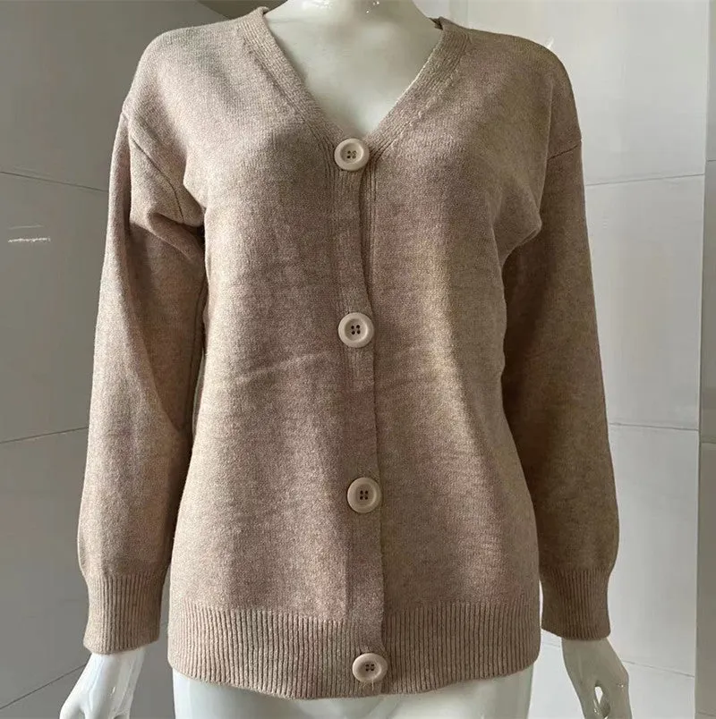 Korea Sweater Women Cardigan Trendy Slim Look V-Neck Plus Size Outerwear