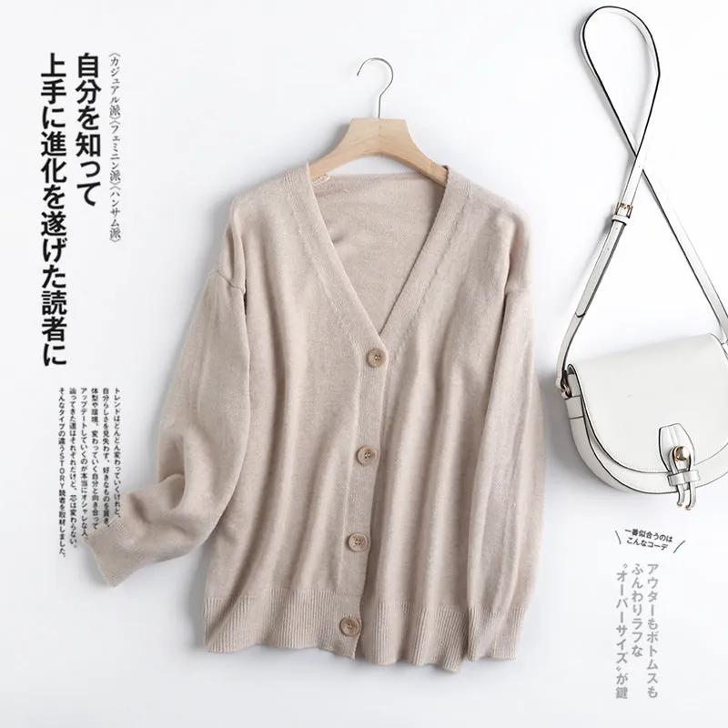 Korea Sweater Women Cardigan Trendy Slim Look V-Neck Plus Size Outerwear