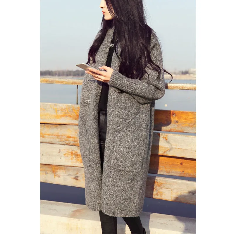 Korean Trendy Loose Sweater Mid-Length Women Cardigan Outerwear