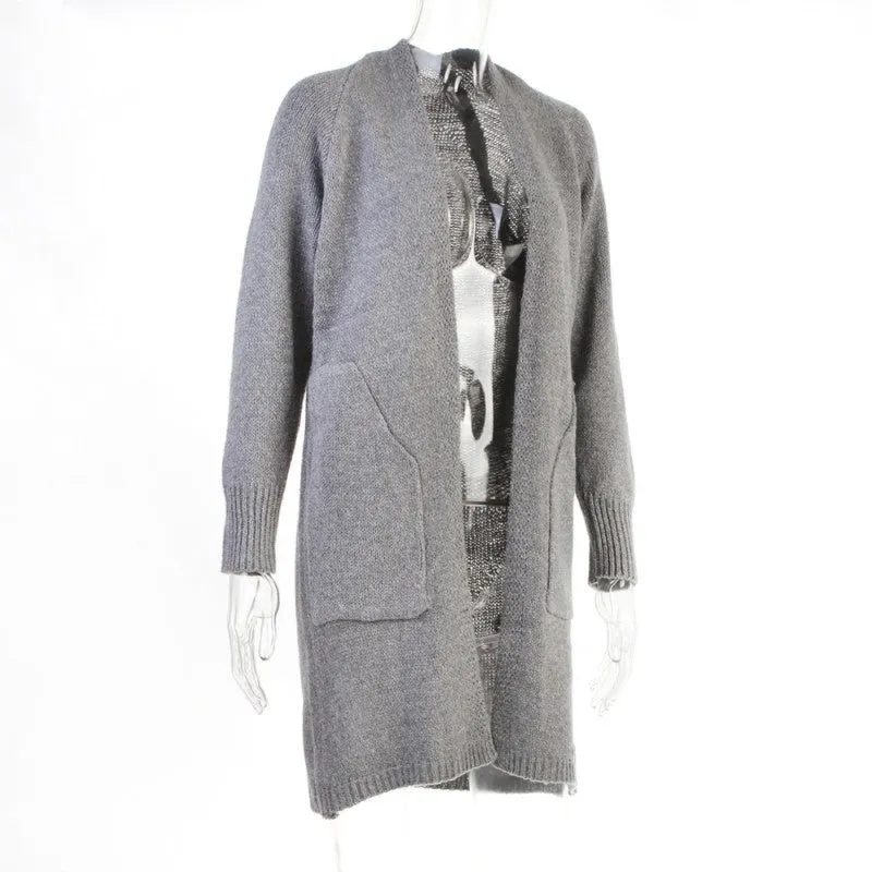 Korean Trendy Loose Sweater Mid-Length Women Cardigan Outerwear