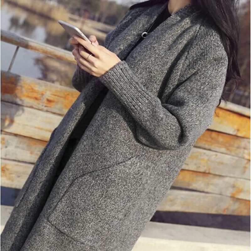 Korean Trendy Loose Sweater Mid-Length Women Cardigan Outerwear