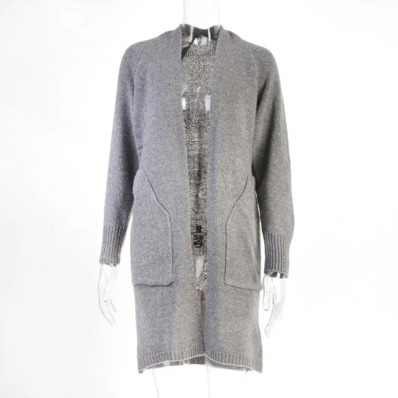 Korean Trendy Loose Sweater Mid-Length Women Cardigan Outerwear