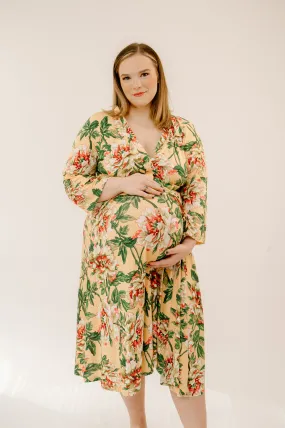 Lila Labor & Postpartum Gown in Peach Floral