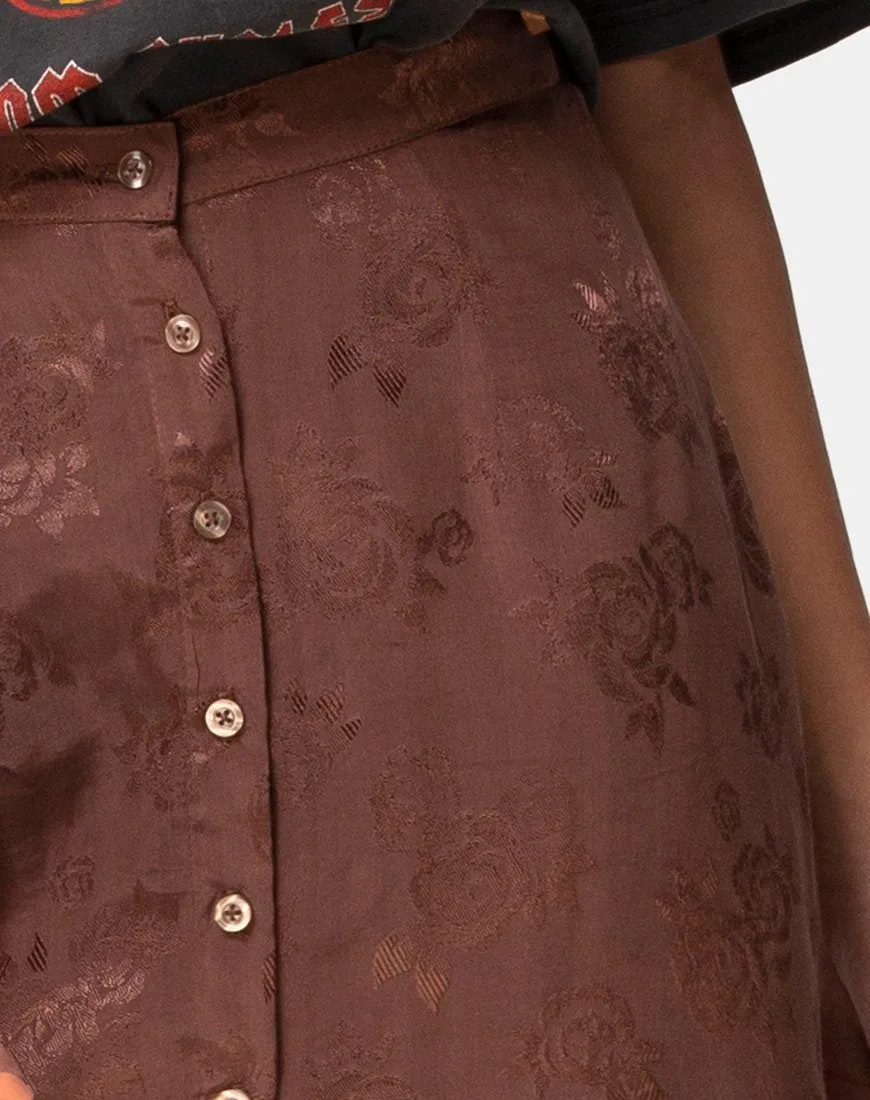 Marni Midi Skirt in Satin Rose Chocolate