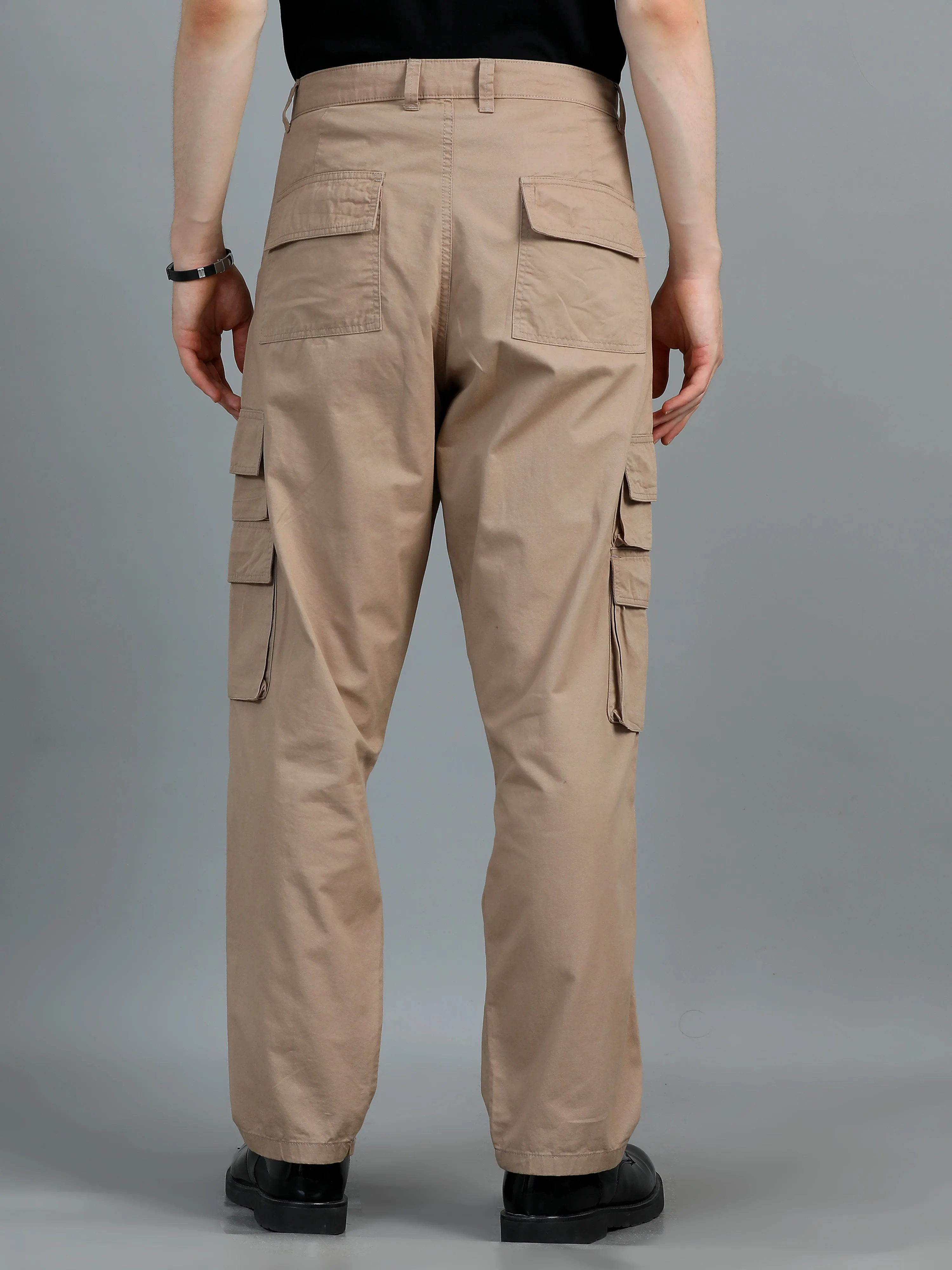 Men 2 Cotton Relaxed Fit Cargo Trousers, Dark Olive Khakhi