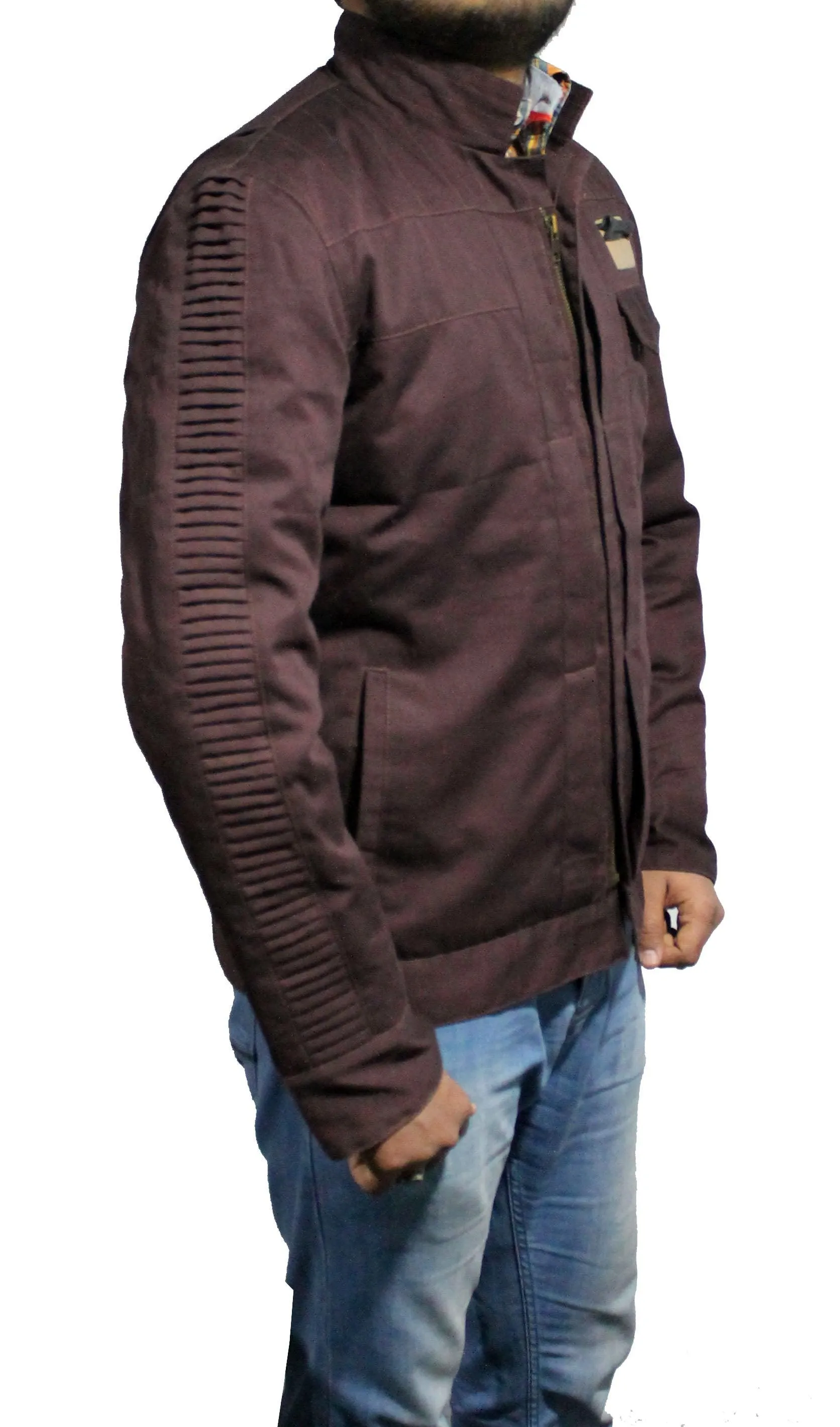 Men Stylish Cotton Jacket - Dark Brown