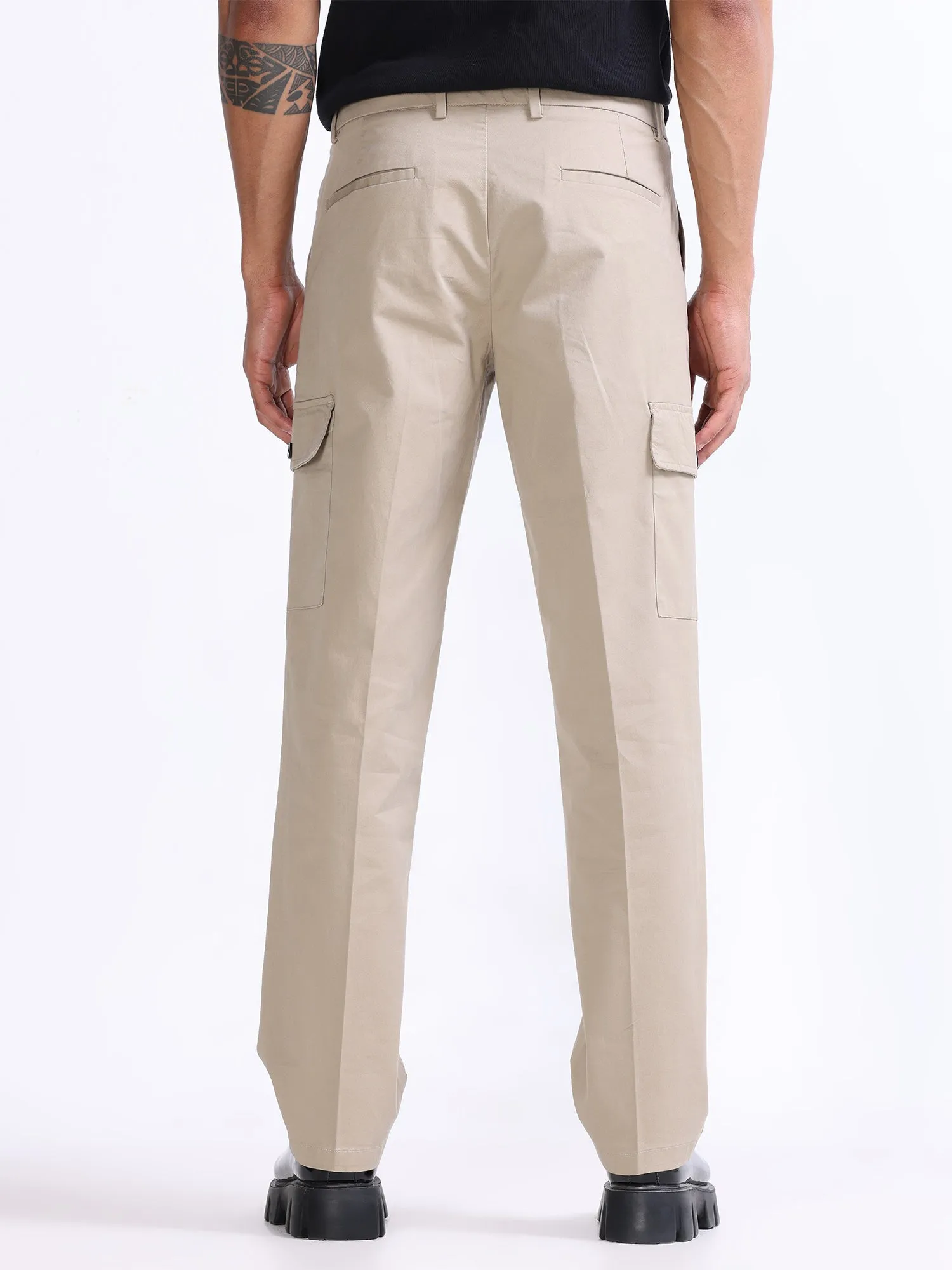 Milano Double Pleated Khaki Relaxed Cargo