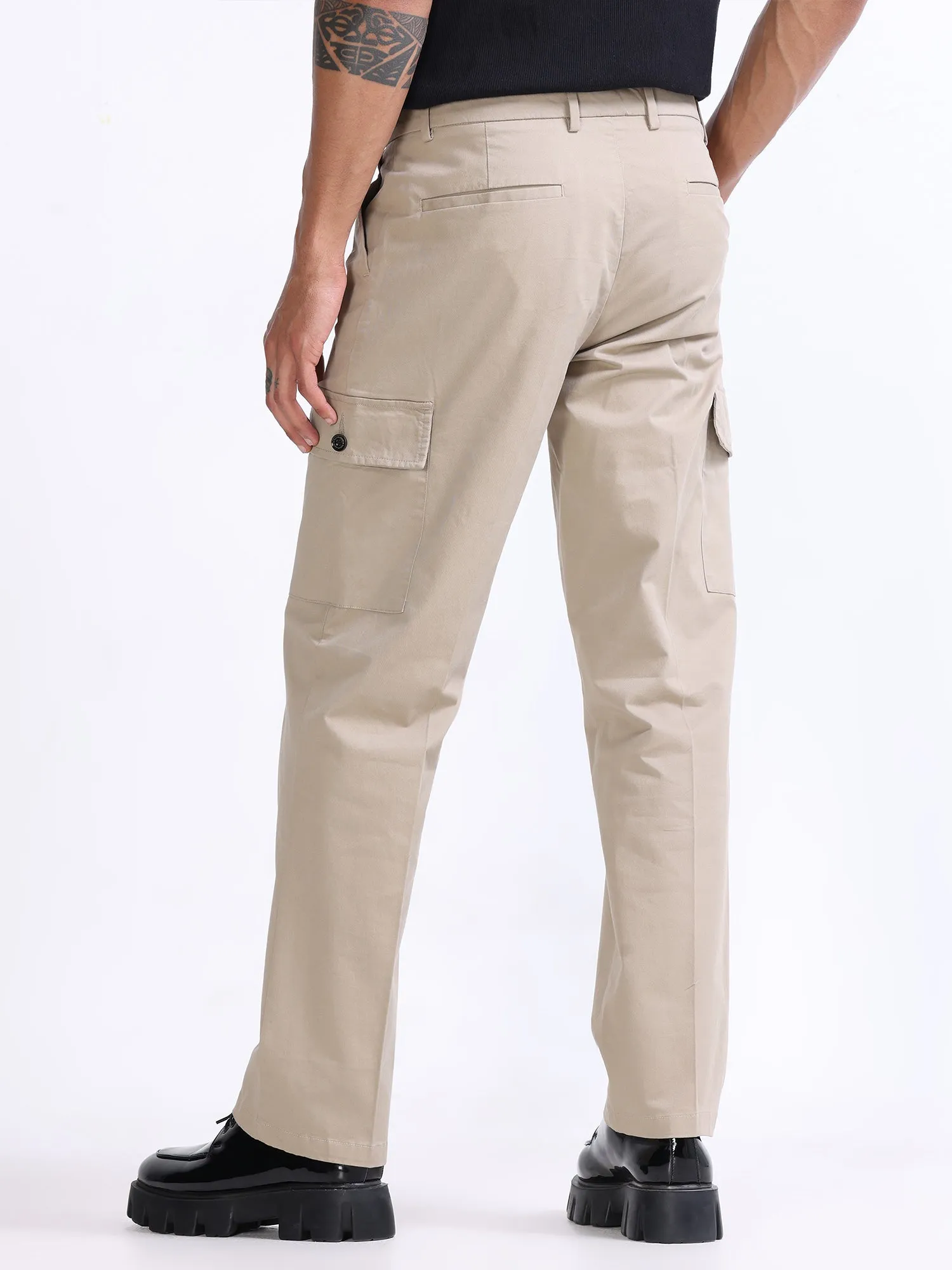 Milano Double Pleated Khaki Relaxed Cargo