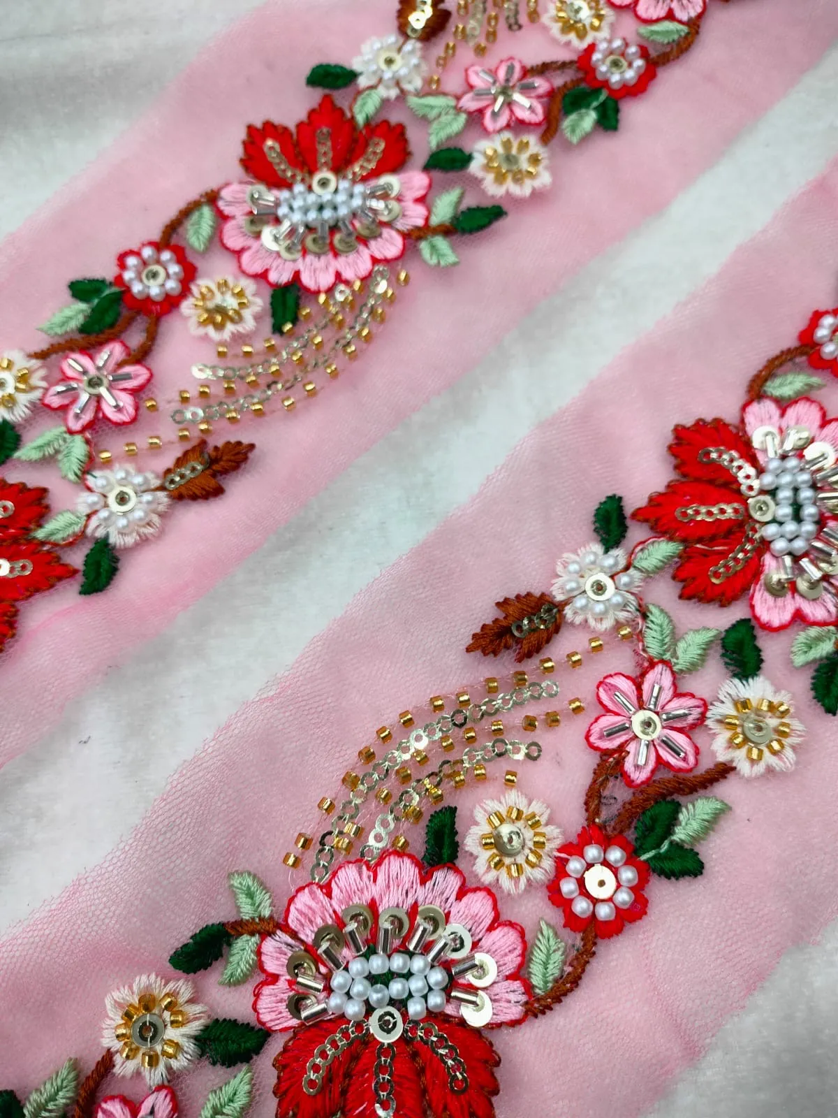 Multicolor Floral Embroidery Trim