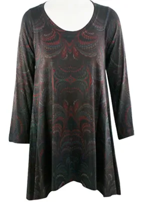 Nally & Millie - Evolution, Scoop Neck Long Sleeve Asymmetric Hem Tunic Top