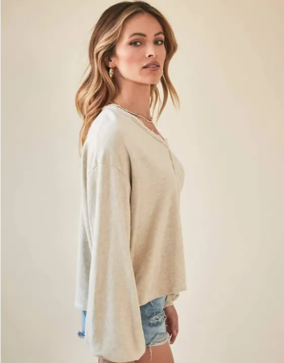 Oatmeal "Mica" Seamed Front Sweatshirt