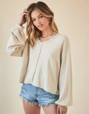 Oatmeal "Mica" Seamed Front Sweatshirt