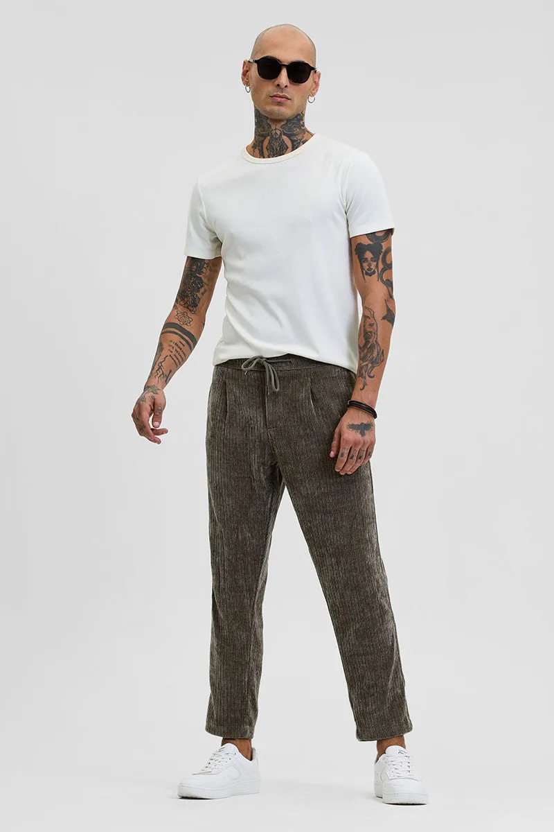 Olive Corduroy Relaxed Fit Trousers