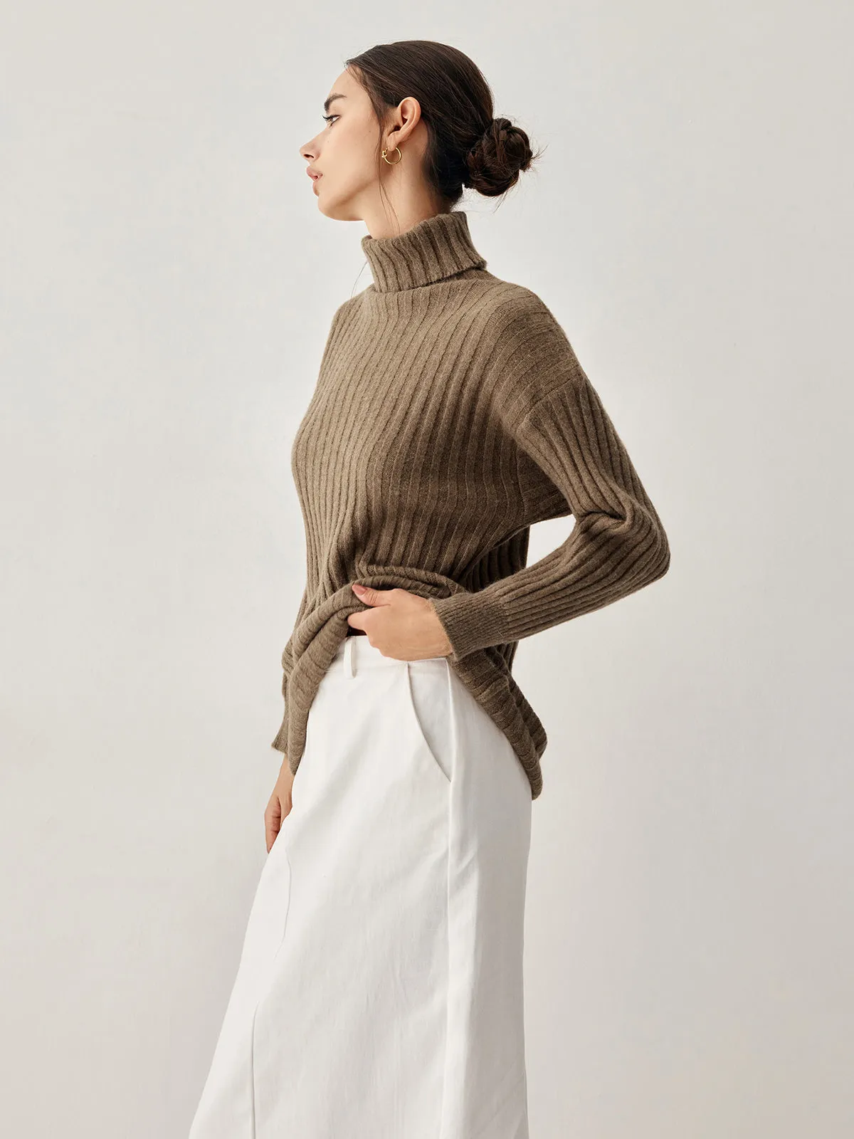 Oversized Turtleneck Long Trendy Sleeve Knit Top