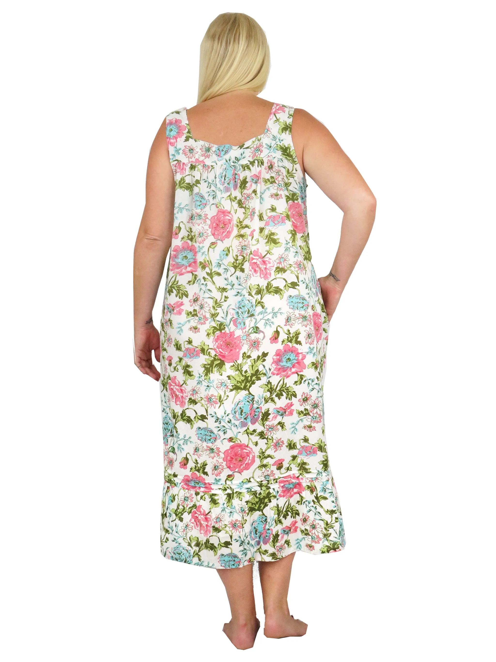 Plus Size Lace Trimmed 100% Cotton English Garden Print Gown