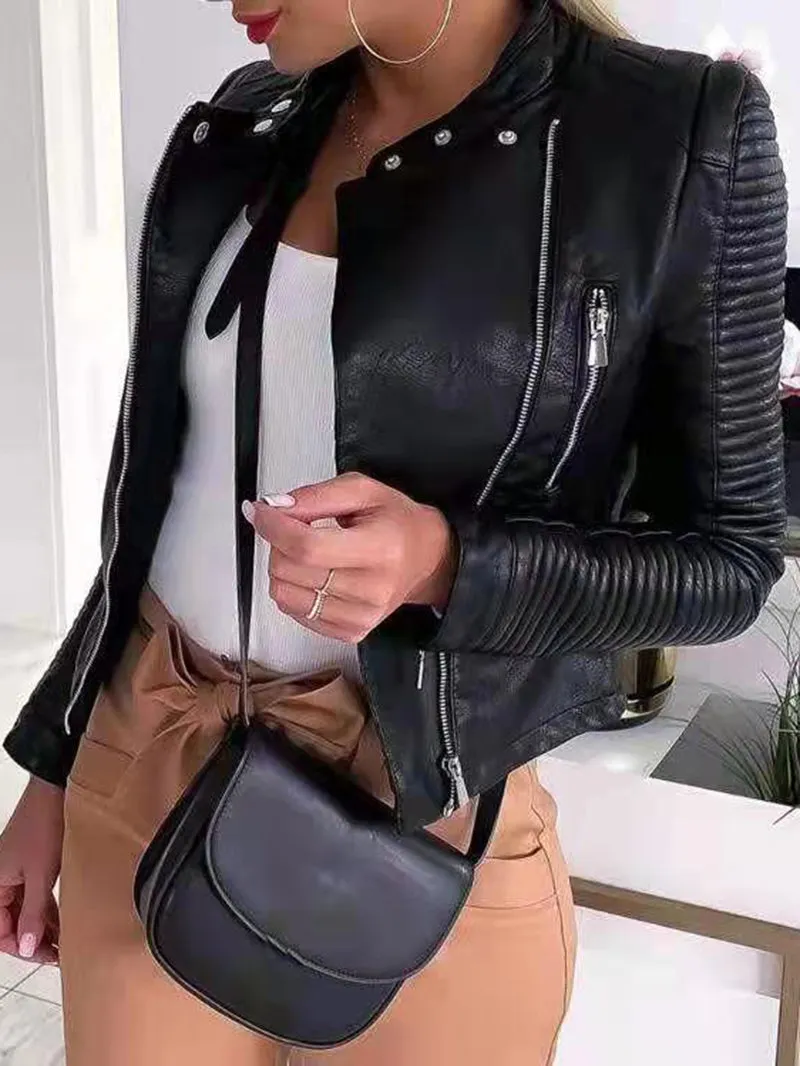 Punk Stylish Zipper Women's PU Jacket