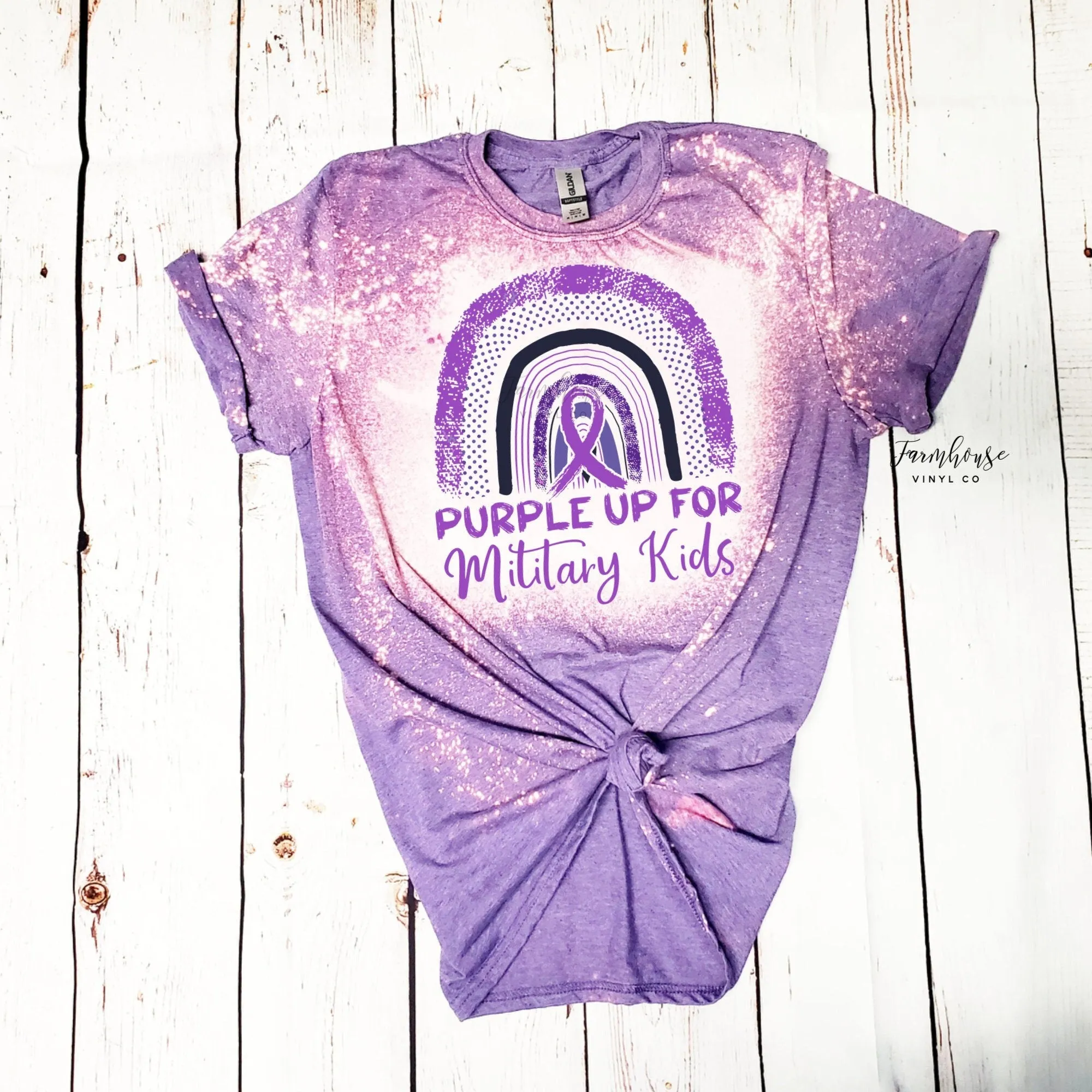 Purple Up Military Kids Rainbow Shirt