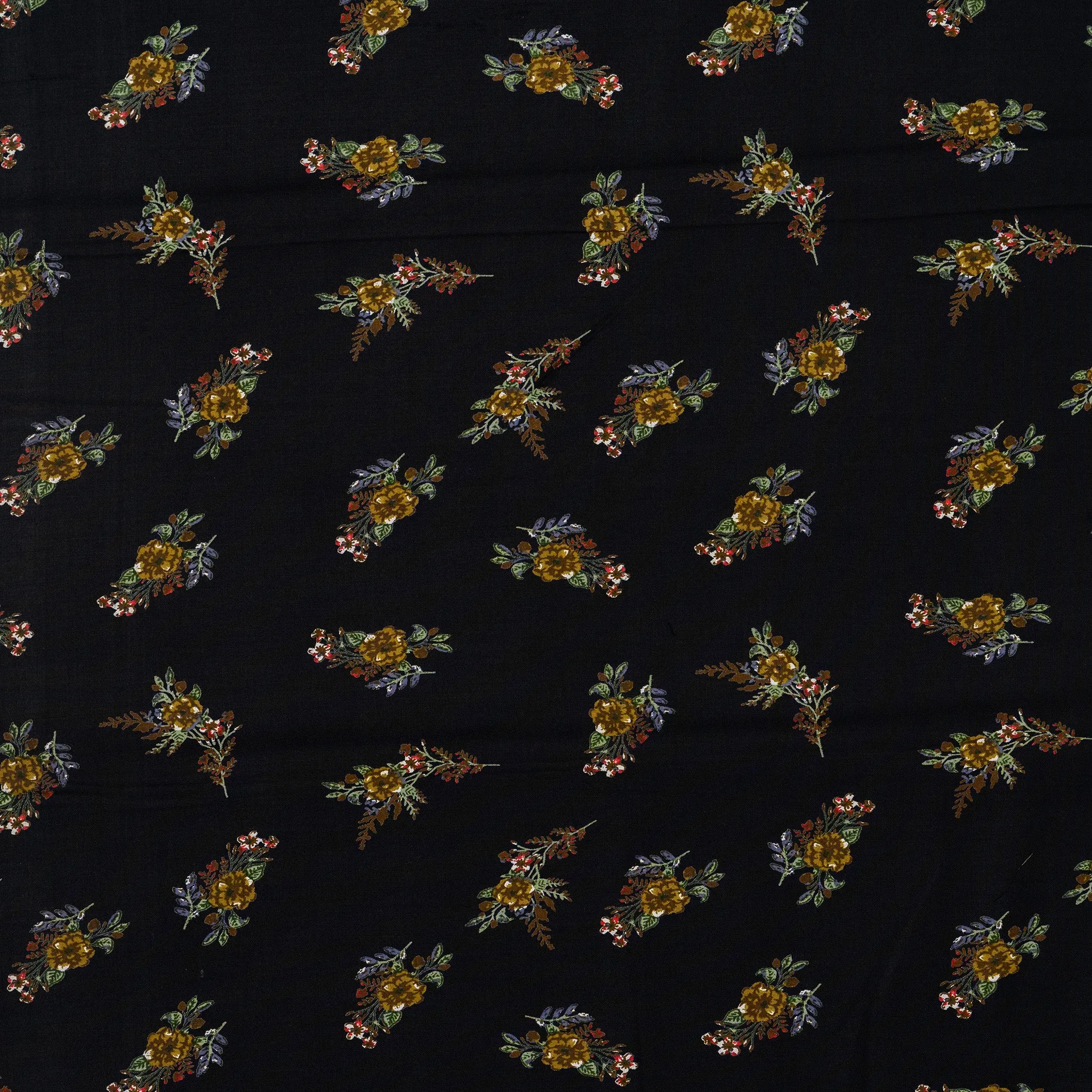 Rayon Printed Fabric for Women (Black)