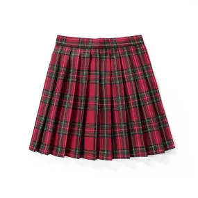 [Red] JK vintage plaid uniform skirt