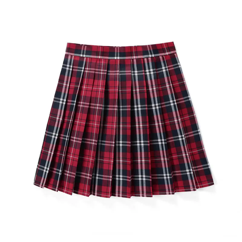 [Red] JK vintage plaid uniform skirt