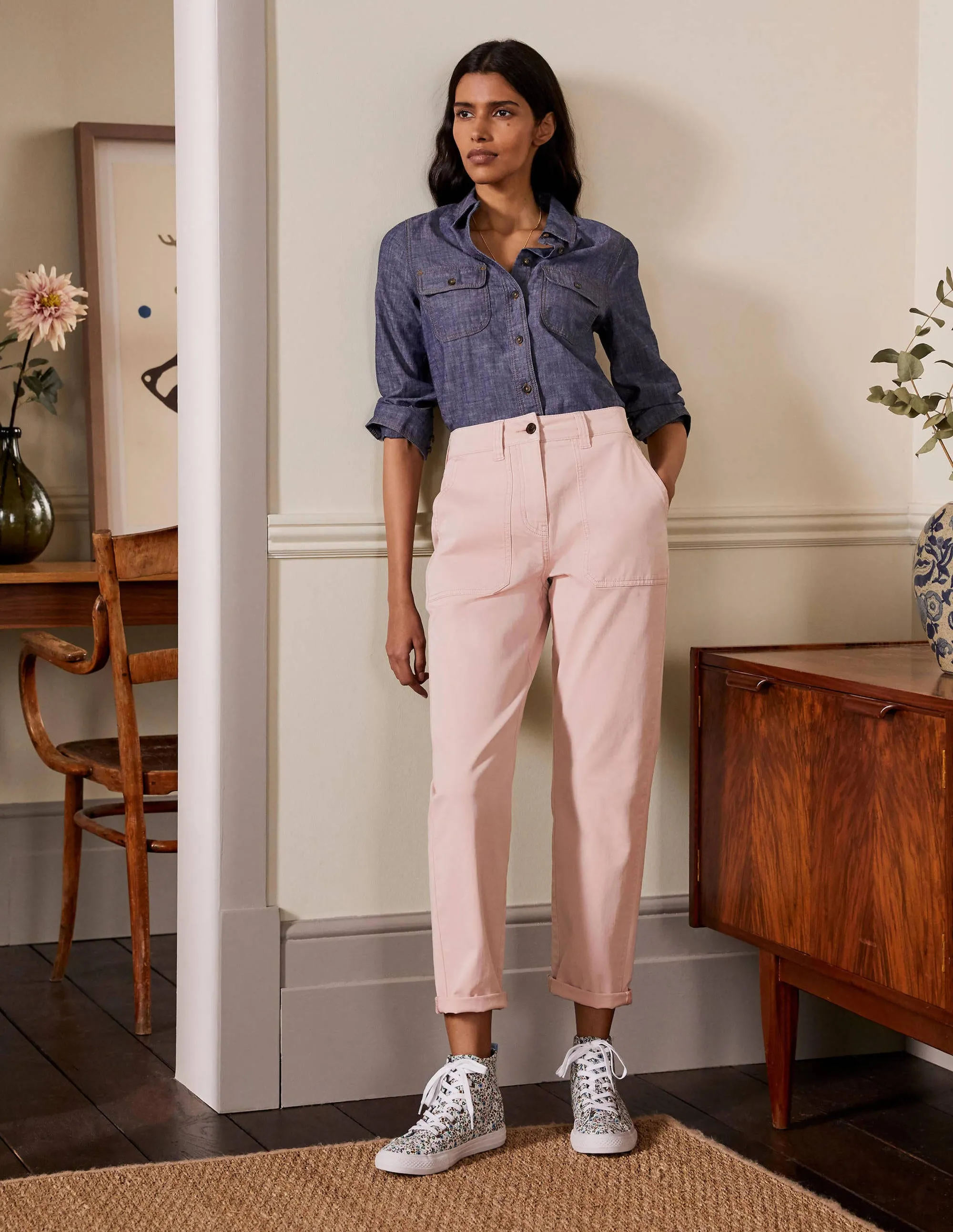 Relaxed Chino Trousers-Milkshake