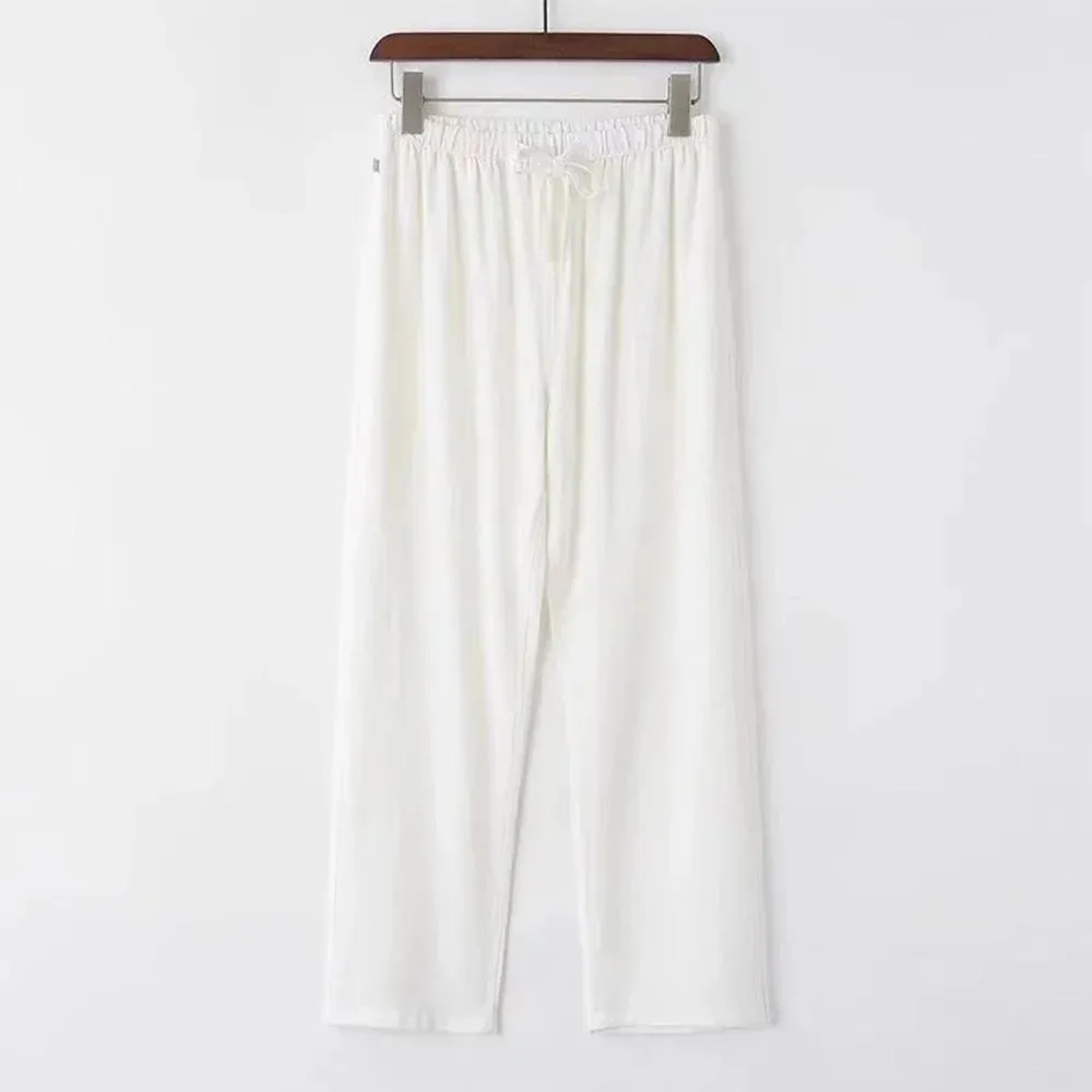 Relaxed Men's Linen Trousers with Drawstring