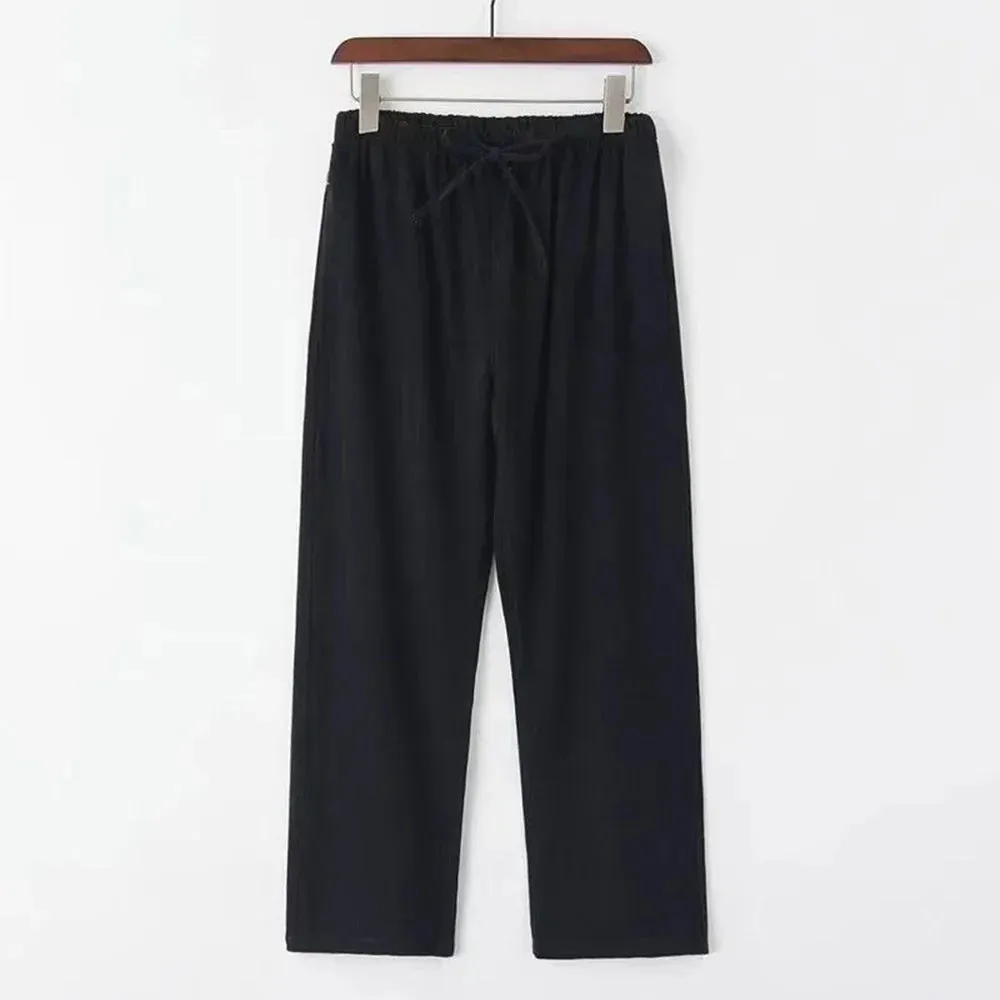 Relaxed Men's Linen Trousers with Drawstring