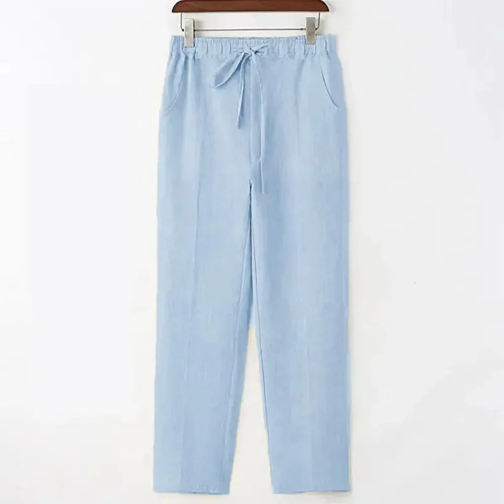 Relaxed Men's Linen Trousers with Drawstring