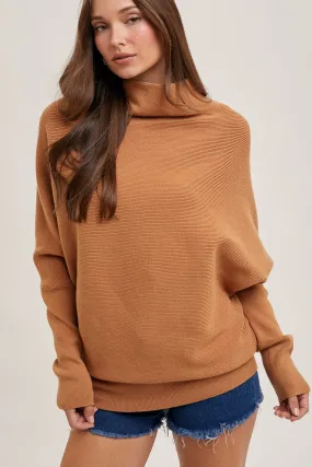 SLOUCH NECK DOLMAN PULLOVER, Toast