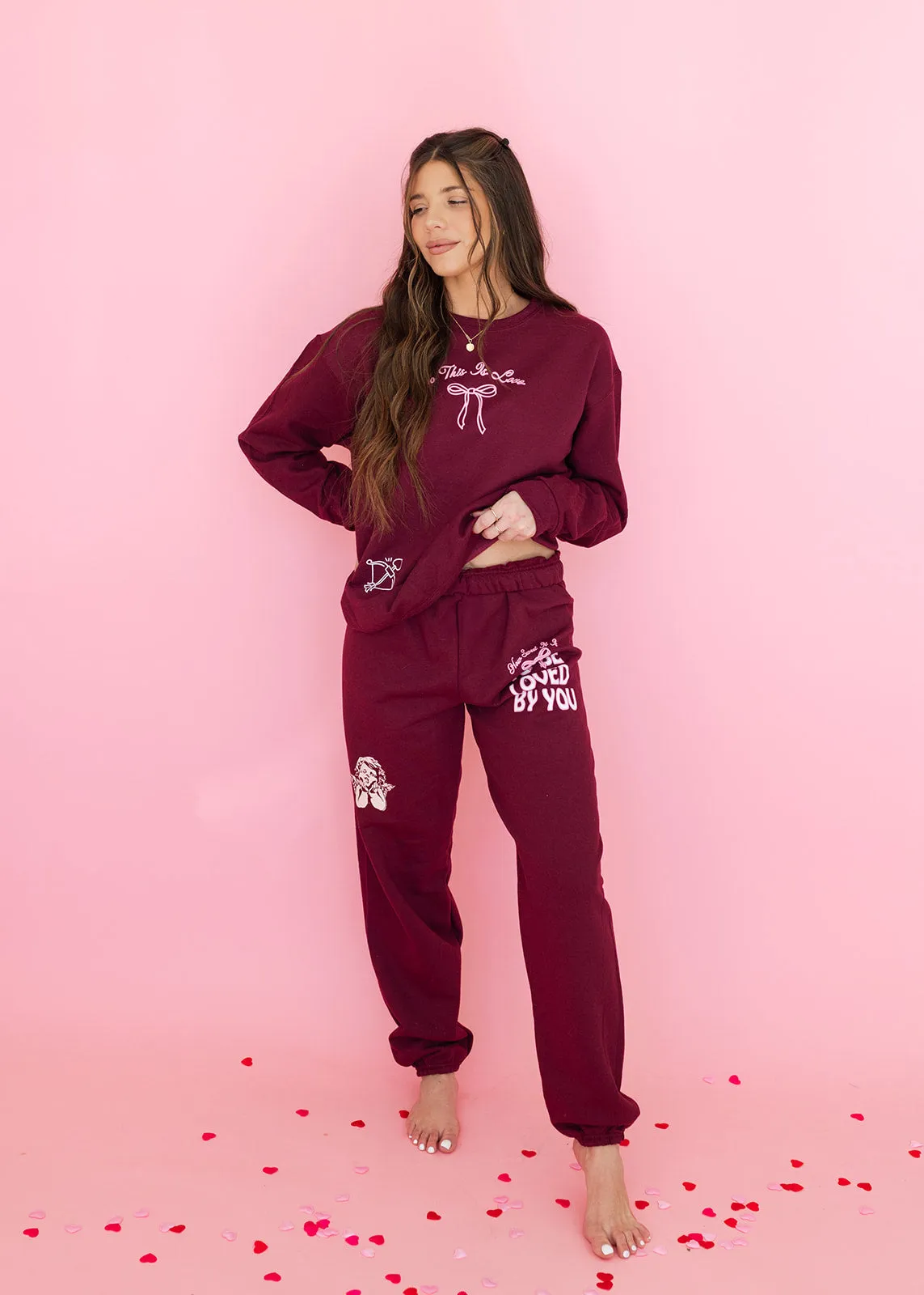 So This Is Love Maroon Graphic Sweatshirt