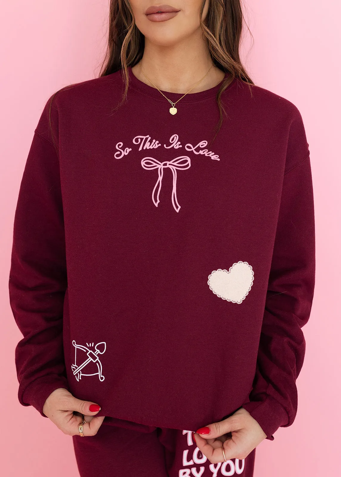 So This Is Love Maroon Graphic Sweatshirt