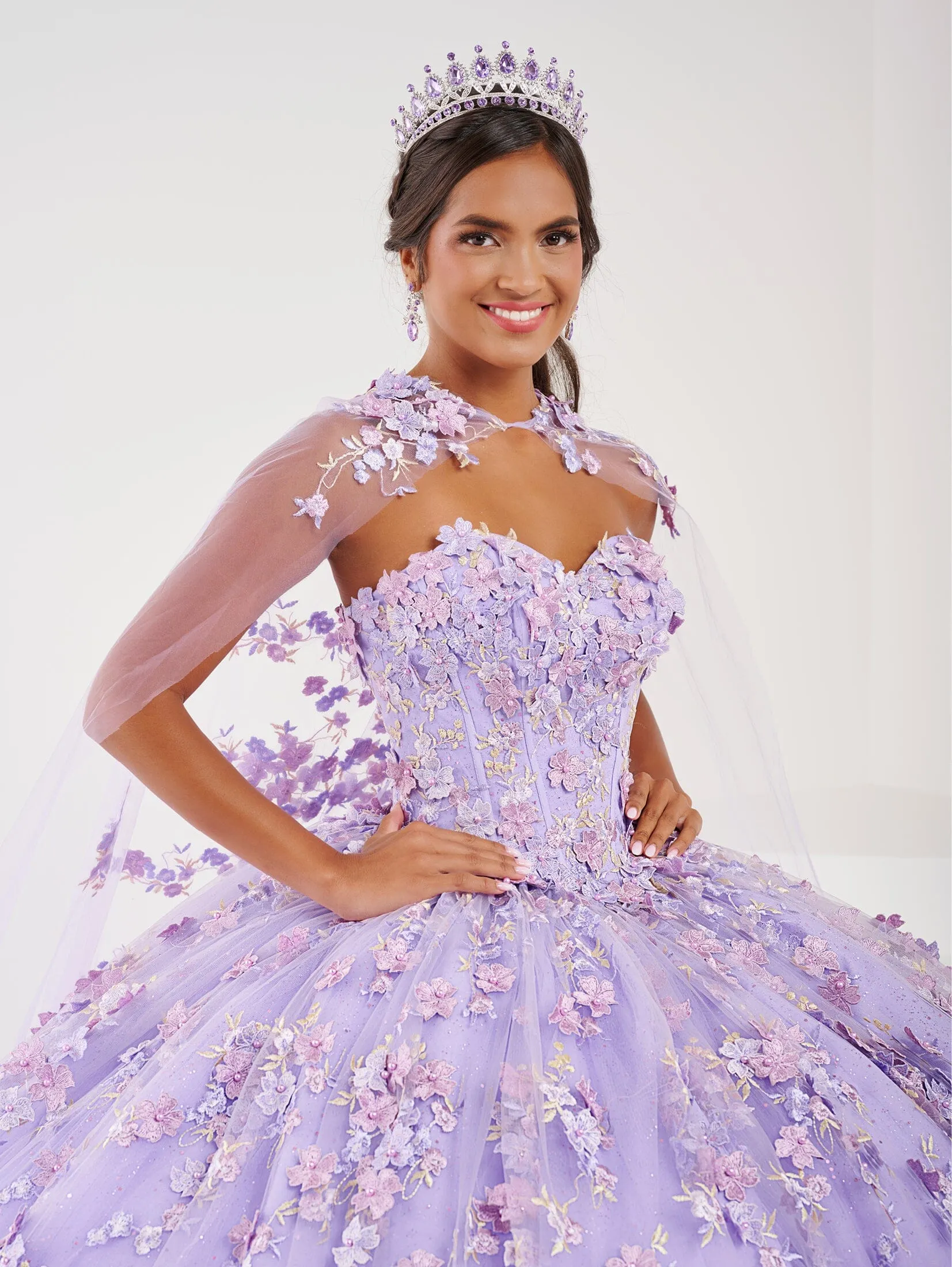 Strapless Cape Quinceanera Dress by Fiesta Gowns 56494