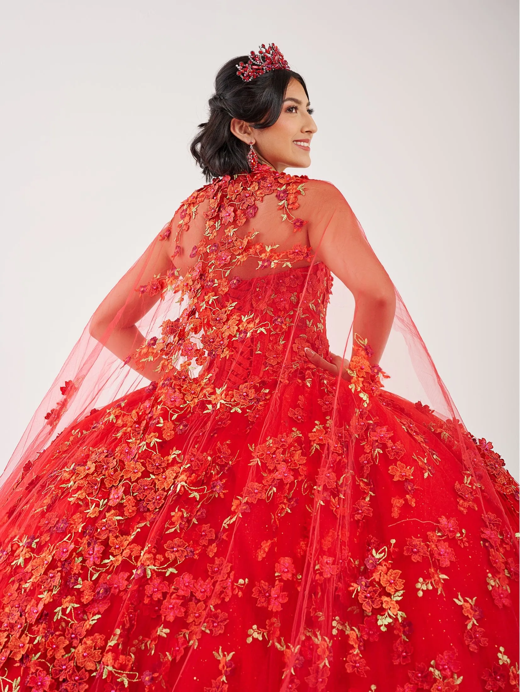 Strapless Cape Quinceanera Dress by Fiesta Gowns 56494