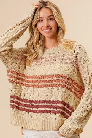 Stripe Cable Knit Sweater