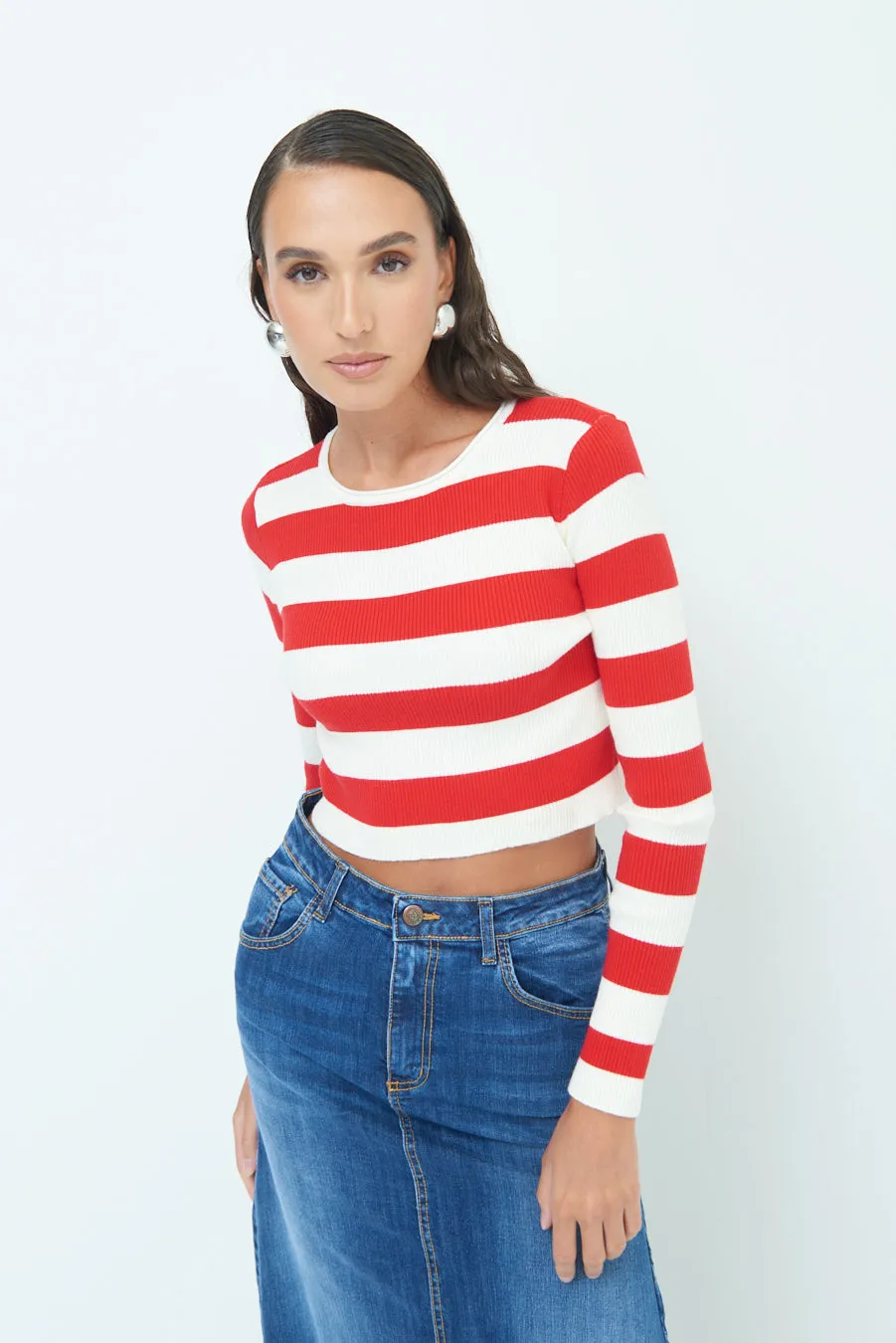 Striped ribbed crop top wholesale