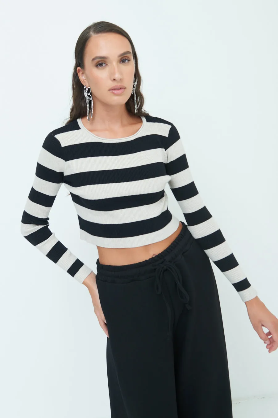 Striped ribbed crop top wholesale